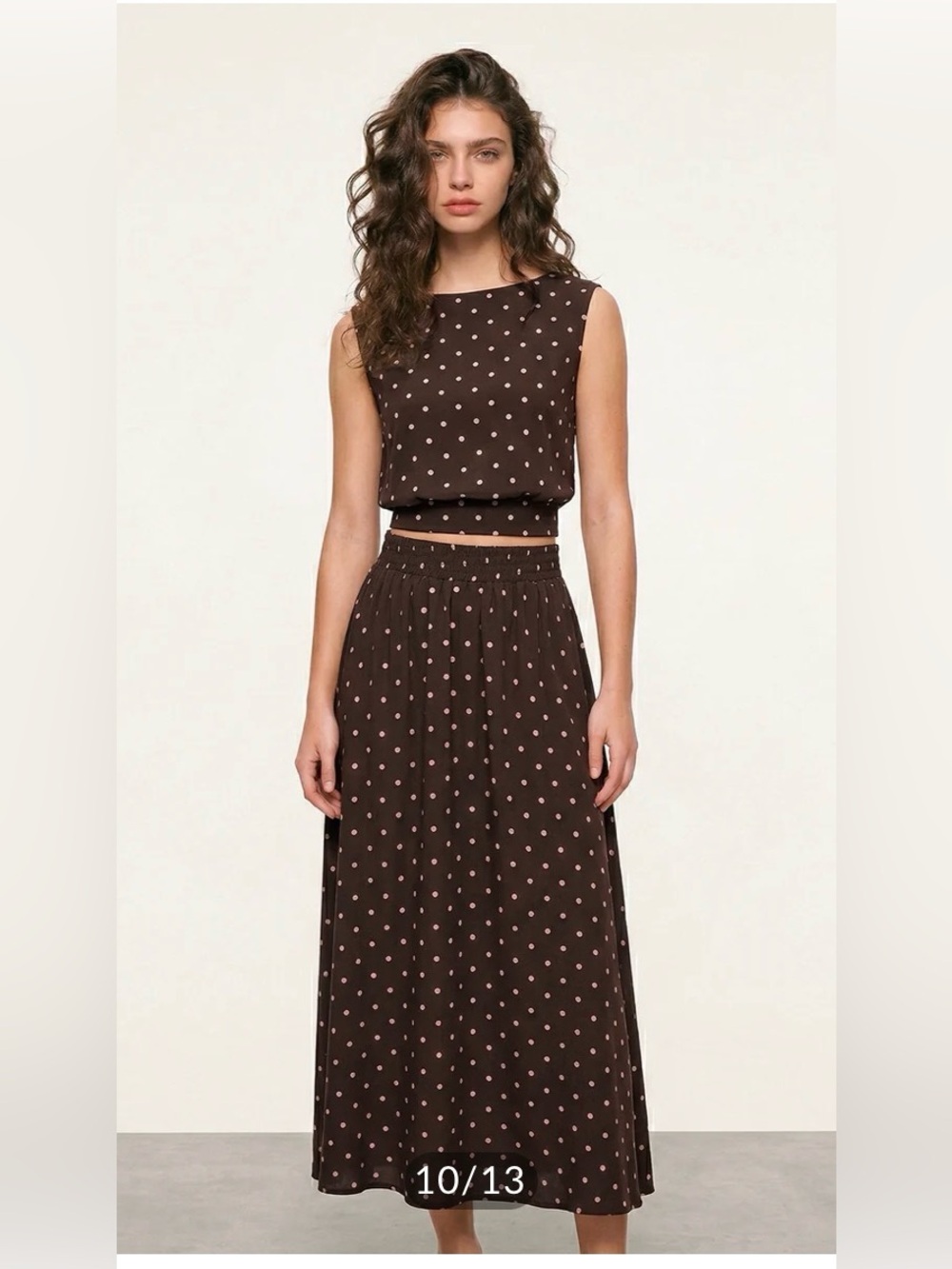 Commense Polka Dot Sleeveless Top & Maxi Shirt Set - Picture 2 of 9